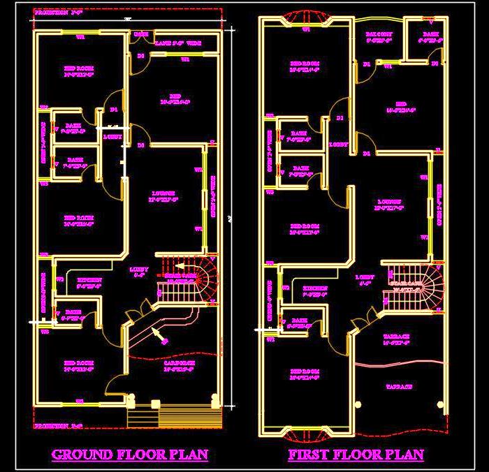 30'x60' Duplex House Plans - Free Autocad DWG Download